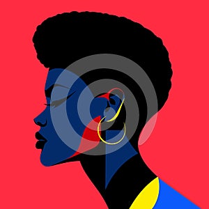 Black woman modern icon avatar. African woman design.