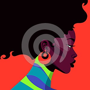 Black woman modern icon avatar. African woman design.