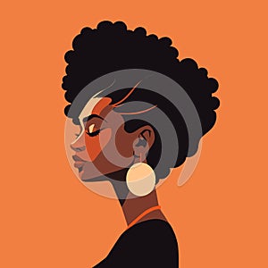 Black woman modern icon avatar. African woman design. Abstract contemporary poster.