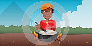 Black woman stirring pot