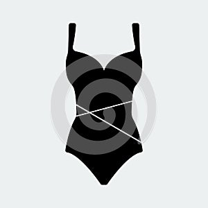 Black Woman Swimsuit Icon.Vector Illustration