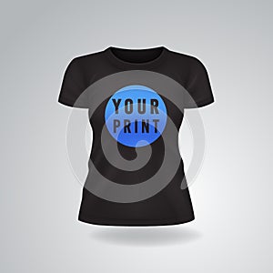 Black woman T-shirt with short sleeves mock up, place for print