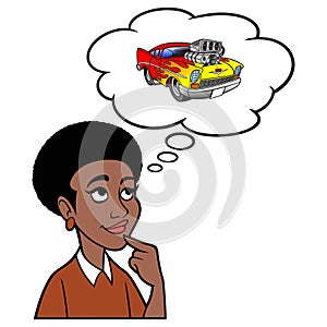 Black Woman thinking about a Car Show