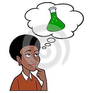 Black Woman thinking about a Chemistry Class
