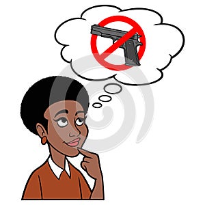 Black Woman thinking about Gun Control