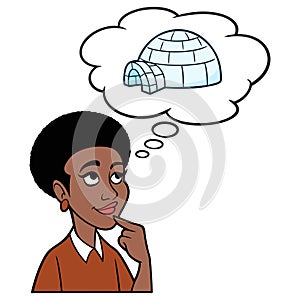 Black Woman thinking about an Igloo