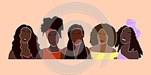 Black Woman Together Girt Power Print Poster. Black Abstract Portrait