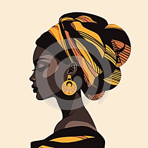 Black woman in traditional costume icon avatar. Black woman modern icon avatar.