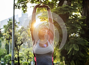 Black woman working out early morning