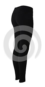 Black women`s leggins isolated on white. Sports clothing