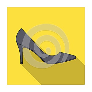 Black womens highheeled shoes exit in a dress.Different shoes single icon in flat style vector symbol stock illustration