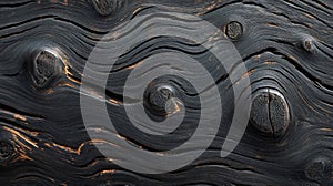 Black Wood Grain with Knots and Wavy Patterns