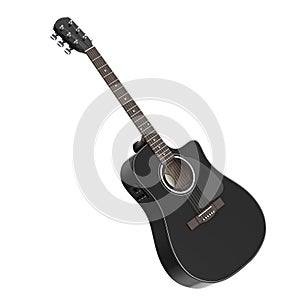 Black Wooden Acoustic Guitar. 3d Rendering