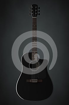 Black Wooden Acoustic Guitar. 3d Rendering