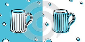 Black Wooden beer mug icon isolated on blue and white background. Random dynamic shapes. Vector Illustration