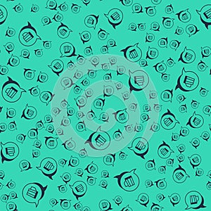 Black Wooden beer mug icon isolated seamless pattern on green background. Vector