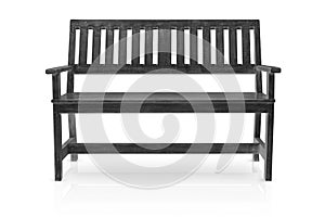 Black wooden bench or long armchair cut isolated