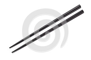 Black Wooden Chopsticks isolated on white background. Asian Food