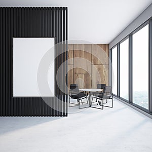 Black and wooden dining room, poster