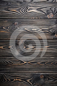 Black Wooden Structural Surface. Top View