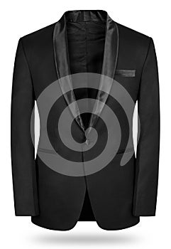 Black wool tuxedo isolated on white background