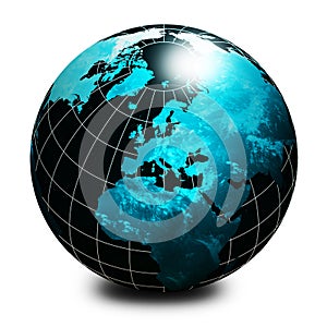 Black world globe