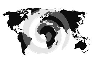 Black World Map, continents of the planet - vector