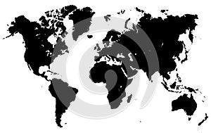 Black World Map with division of country - vector
