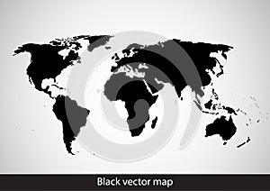 Black world map on white background, flat style