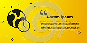 Black World time icon isolated on yellow background. Vector