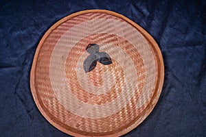 Black  woven bamboo hat for advertising space.