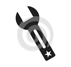 Black wrench icon vector illustration on white background