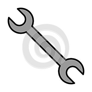 black wrench on white background. Repair symbol. Tool for work. Vector illustration. stock image.