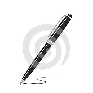 Black writing metal pen icon placed on white background. Vector illustration