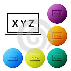 Black XYZ Coordinate system on chalkboard icon isolated on white background. XYZ axis for graph statistics display. Set