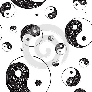 Black in yan doodle pattern photo