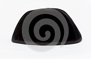 Black yarmulke. Black kippa in Hebrew