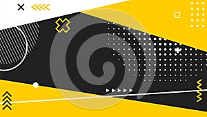 Black yellow background with halftone and memphis element combination