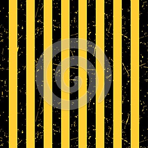 Black and yellow background with scuffs. Striped background with grunge texture. Vector illustration