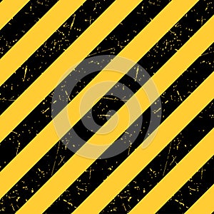 Black and yellow background with scuffs. Striped background with grunge texture. Vector illustration