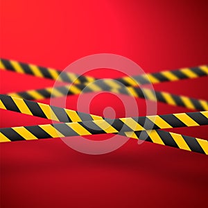 Black and yellow caution lines isolated. Realistic warning tapes. Danger signs. Vector background.