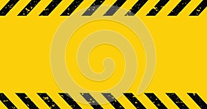 Black and yellow Caution tape. Blank Warning background. Vector illustration