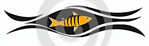 Black and Yellow Christian Eucharistic Fish Symbol Logo on White Background