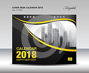 Black and Yellow Cover Desk Calendar 2018 Design, flyer template