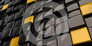Black and yellow cubes wall