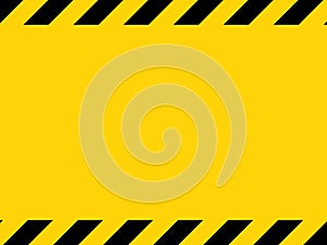 Black and yellow diagonal line striped. Blank vector illustration warning background. Hazard caution sign tape. Space for text