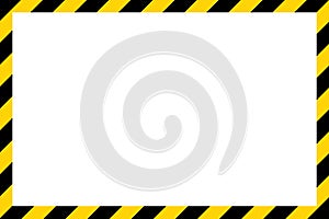 Black and yellow diagonal line striped. Blank vector illustration warning background. Hazard caution sign tape. Space for text