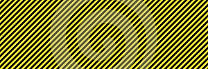 Black and yellow diagonal line striped. Blank vector illustration warning background. Hazard caution sign tape. Space for text photo