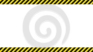 Black and yellow diagonal line striped. Blank vector illustration warning background. Hazard caution sign tape. Space for text