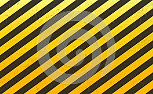 Black and yellow diagonal striped lines. Blank vector warning background. Hazard caution tape. Space for attention text, danger